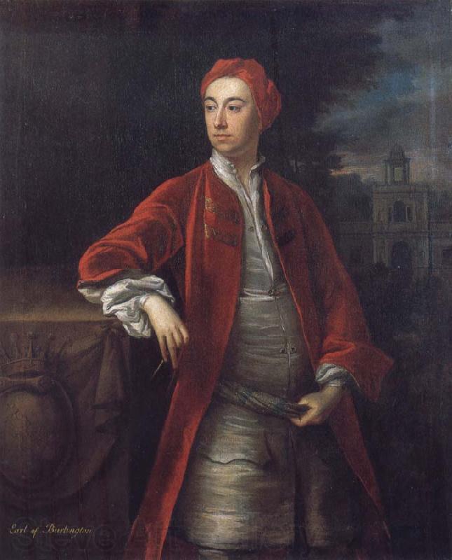 Jonathan Richardson Richard Boyle 3rd Earl of Burlington,with the Bagnio at Chiswick House,Middlesex Norge oil painting art